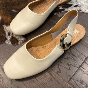 KORKS Blush Comfort Slingback Flats 7.5 in Off White Bone